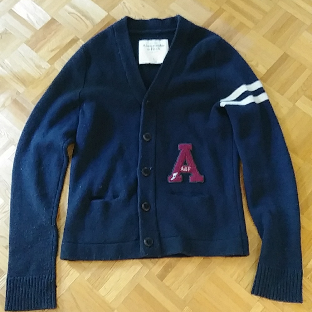 Vintage Abercrombie & Fitch varsity letter cardigan sz Large